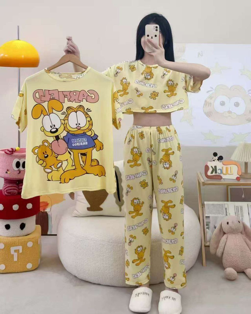 ست سه تیکه تیشرت کراپ شلوار دخترانه کد 418788