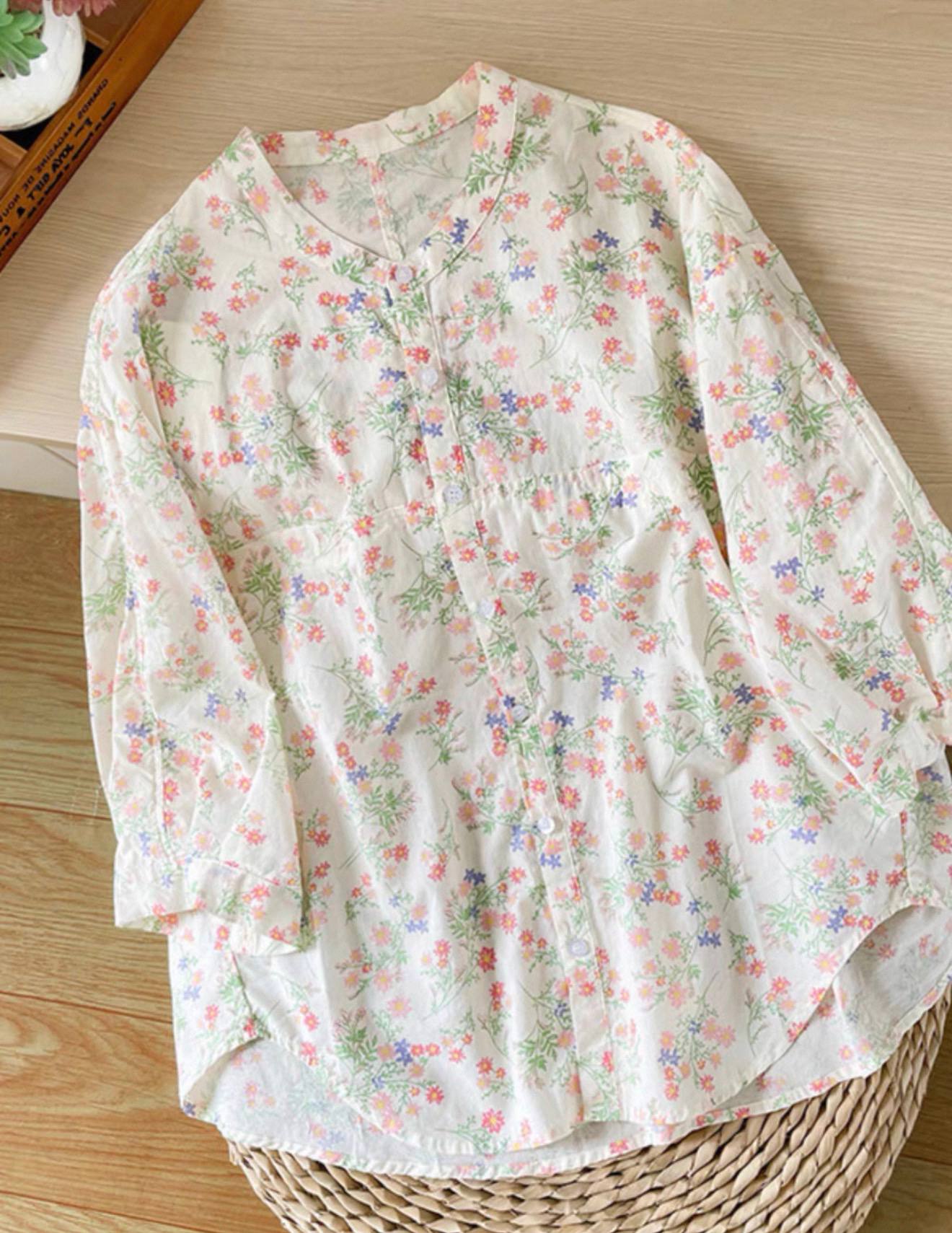 شومیز گل گلی لنین سبک زنانه کد 418860