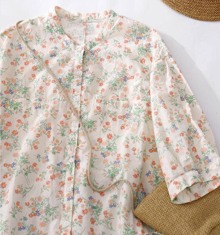 شومیز گل گلی لنین سبک زنانه کد 418860