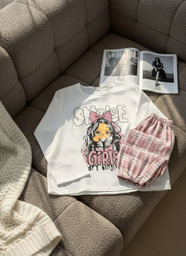 ست دو تیکه نخ کریشه آستین بلند دخترانه کد 418863