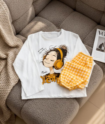 ست دو تیکه نخ کریشه آستین بلند دخترانه کد 418864