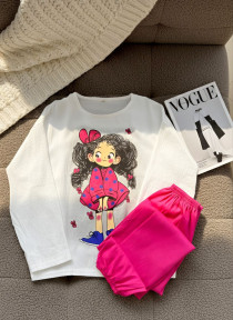 ست دو تیکه نخ کریشه آستین بلند دخترانه کد 418871