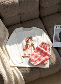 ست دو تیکه نخ کریشه آستین بلند دخترانه کد 418872