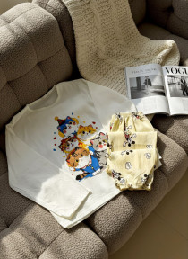 ست دو تیکه نخ کریشه آستین بلند دخترانه کد 418873