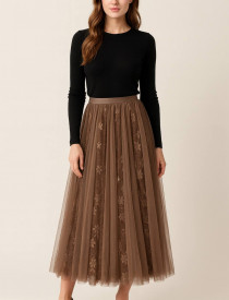 دامن حریر گیپور دار دو رو زنانه کد 418879