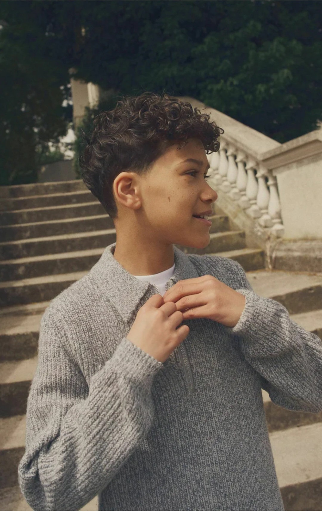 بافت یقه دار نیم زیپ پسرانه 30135 سایز 12 ماه تا 16 سال مارک NEXT