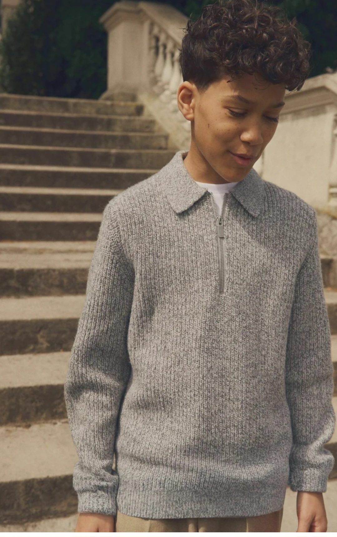 بافت یقه دار نیم زیپ پسرانه 30135 سایز 12 ماه تا 16 سال مارک NEXT