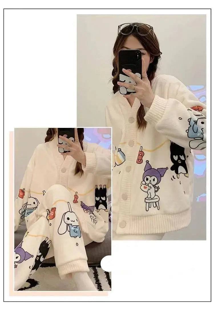 ست تدی کرومی دکمه دار زنانه کد 419080