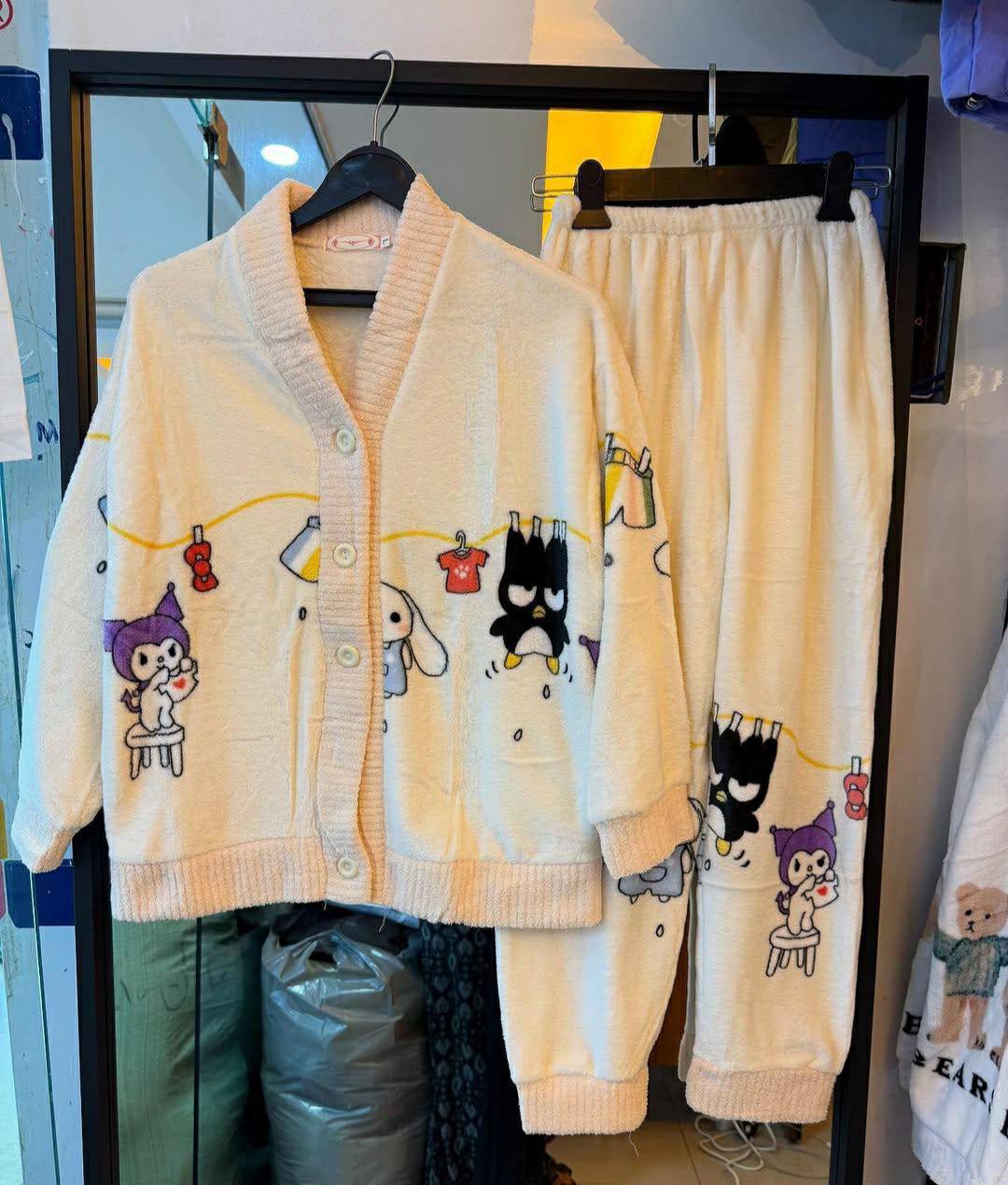 ست تدی کرومی دکمه دار زنانه کد 419080