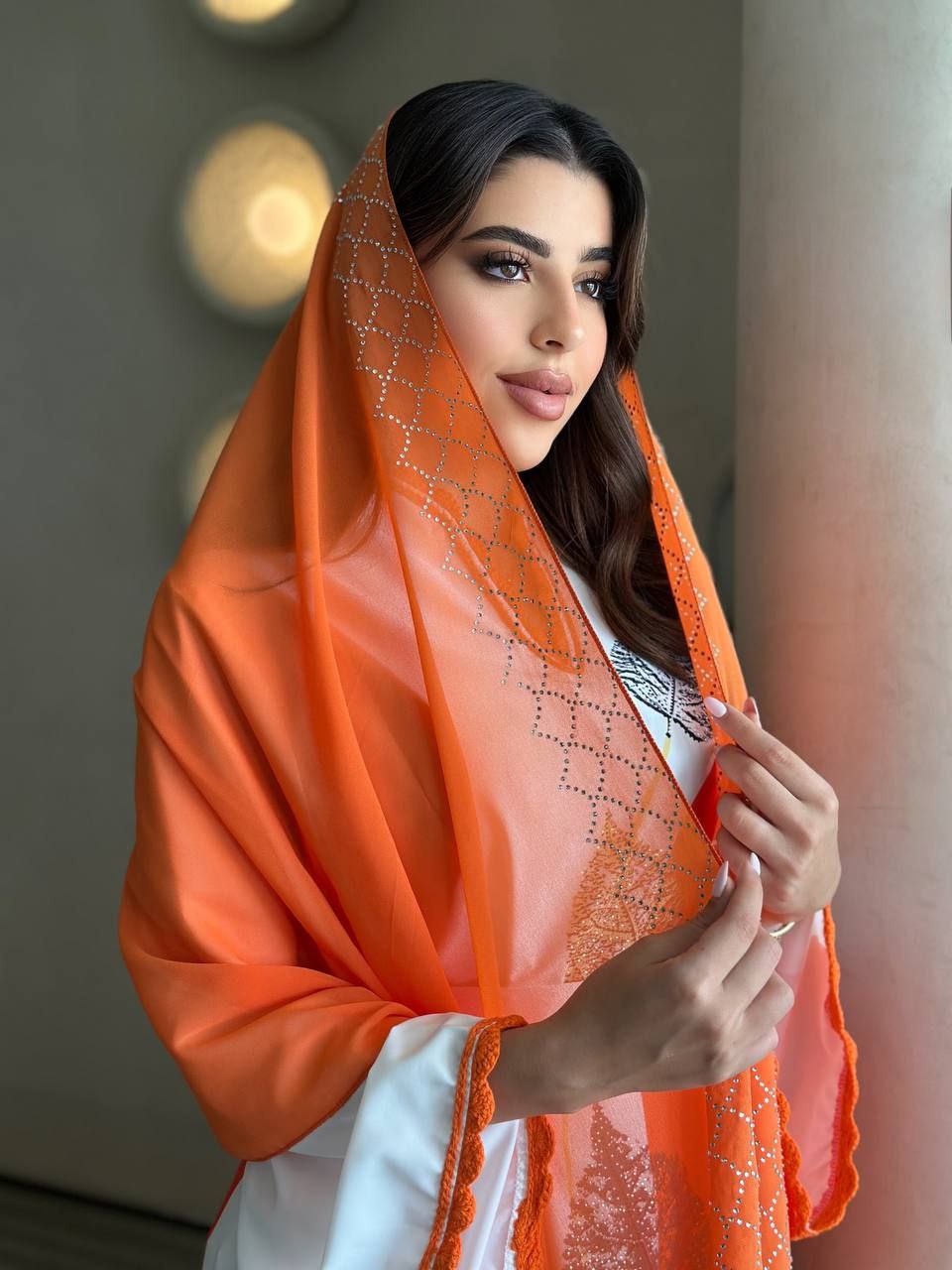 ست لباس و شال ساتن زنانه کد 419137