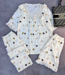 ست سه تیکه نخ موسیلین زنانه کد 419141