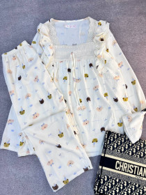 ست دو تیکه نخ موسلین آستین بلند زنانه کد 419150