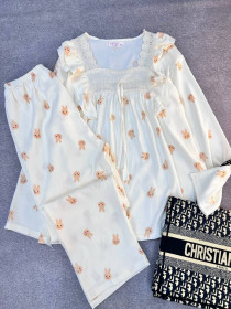 ست دو تیکه نخ موسلین آستین بلند زنانه کد 419152