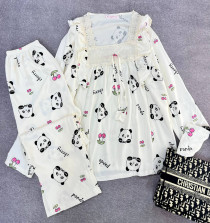 ست دو تیکه نخ موسلین آستین بلند زنانه کد 419153