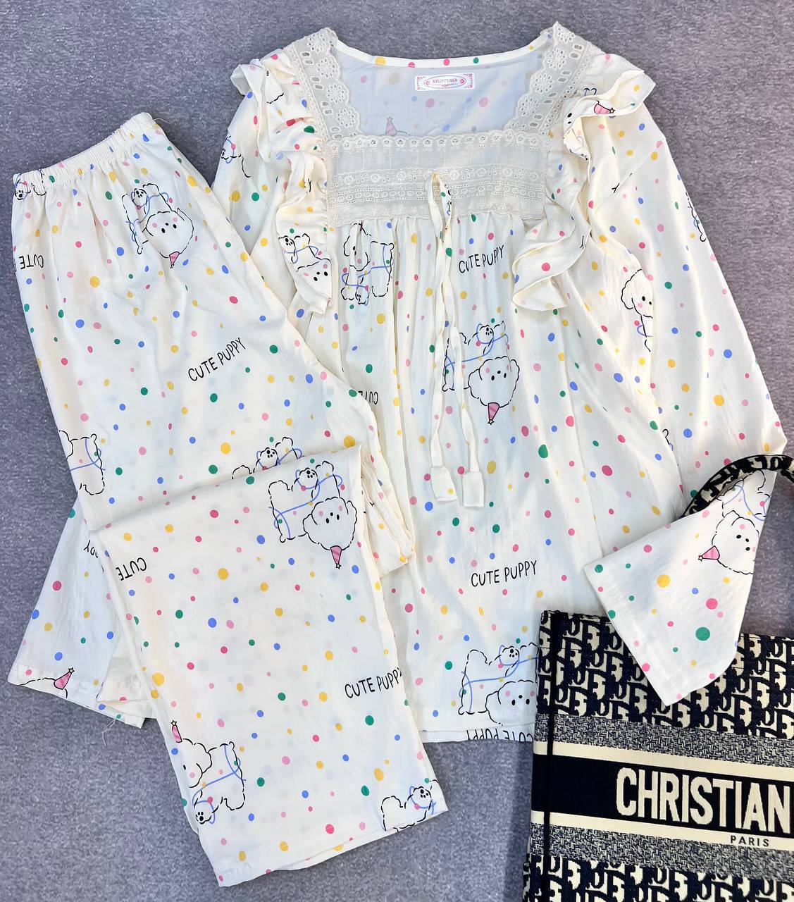 ست دو تیکه نخ موسلین آستین بلند زنانه کد 419154