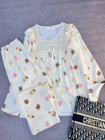 ست دو تیکه نخ موسلین آستین بلند زنانه کد 419155