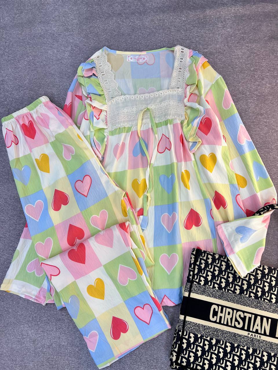 ست دو تیکه نخ موسلین آستین بلند زنانه کد 419157