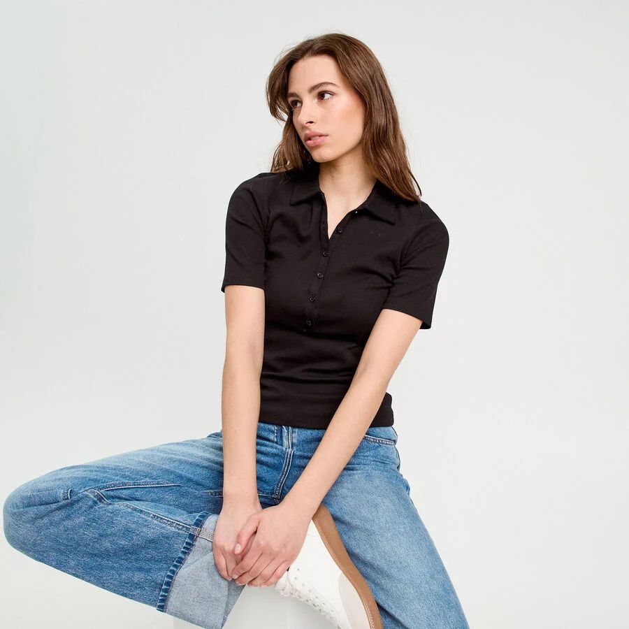 تی شرت یقه دار زنانه 30371 مارک Cache Cache