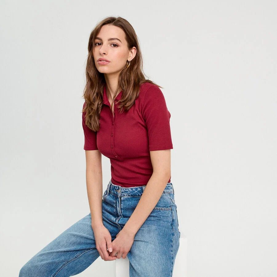 تی شرت یقه دار زنانه 30371 مارک Cache Cache