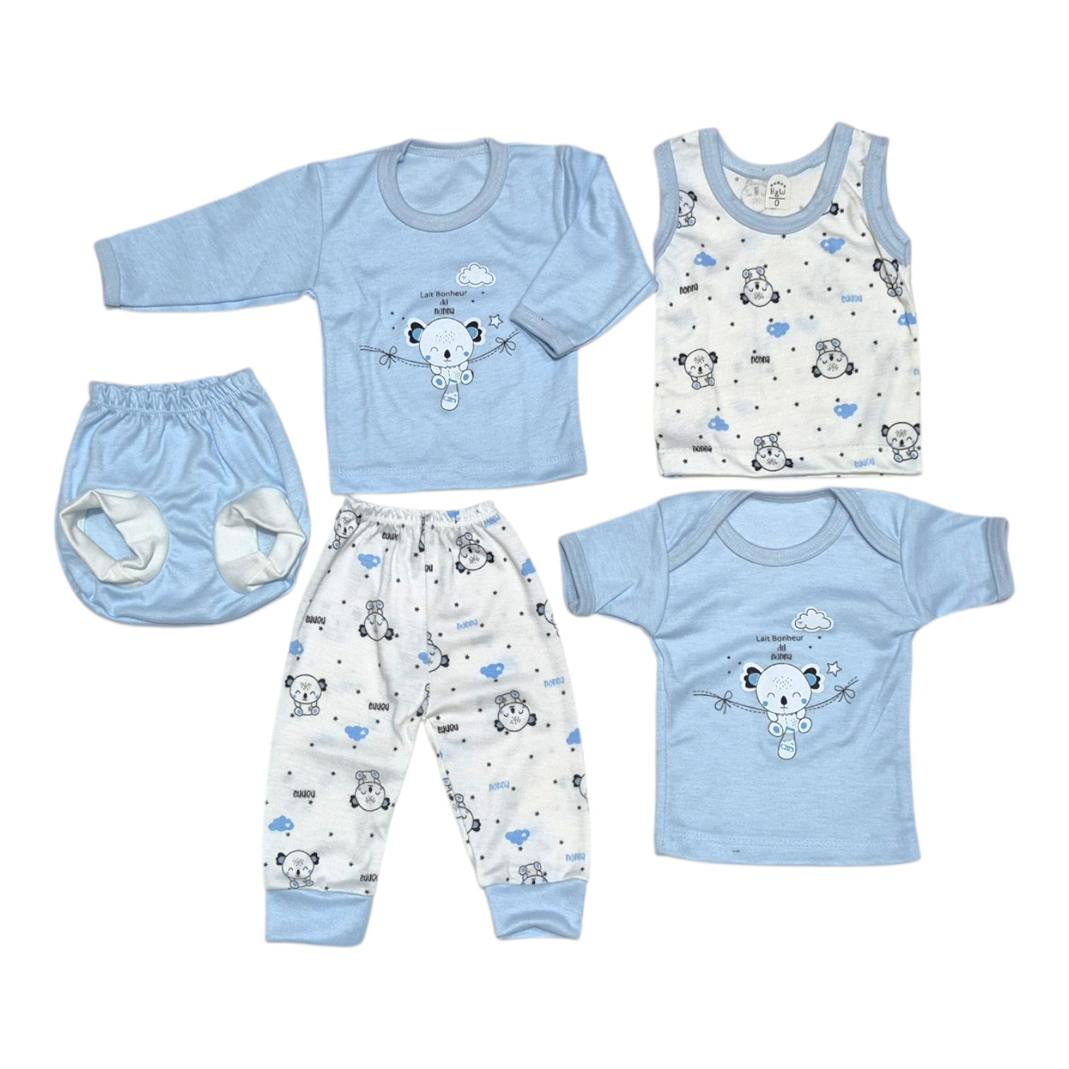 ست ۵ تکه نوزادی برند بلک اند وایت طرح کوالا کد 2205711